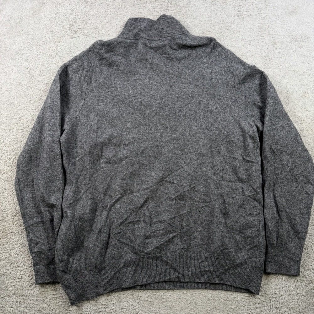 Daniel Hechter Sweater Mens XL Grey 100% 2 Ply Cashmere 1/4 Zip Pullover Soft - Picture 6 of 7